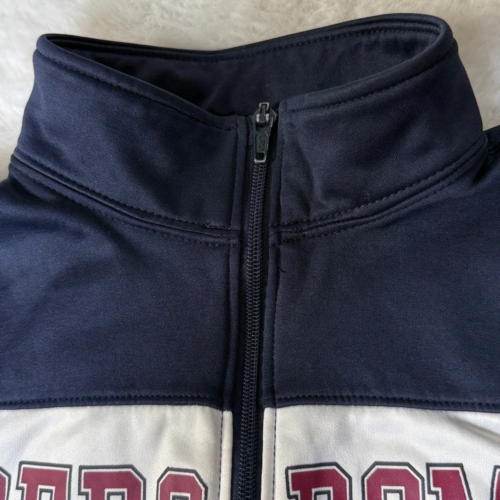 Abercrombie & Fitch Track‎ Jacket Spellout Womens M Navy Full Zip Athletic Read